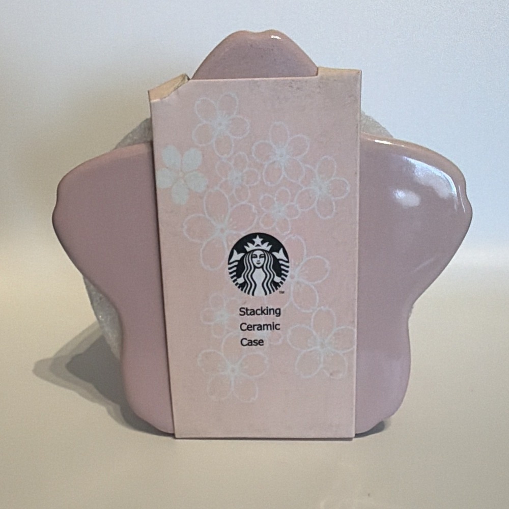 Starbucks Japan 2021 Sakura Cherry Blossom Stacking Ceramic Case / Trinket Box